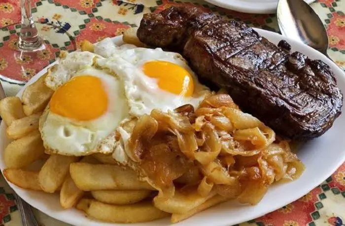Bistec a lo Pobre: Receta Tradicional con Papas Fritas, Huevo y Cebolla Bistec a lo Pobre: Receta Tradicional con Papas Fritas, Huevo y Cebolla