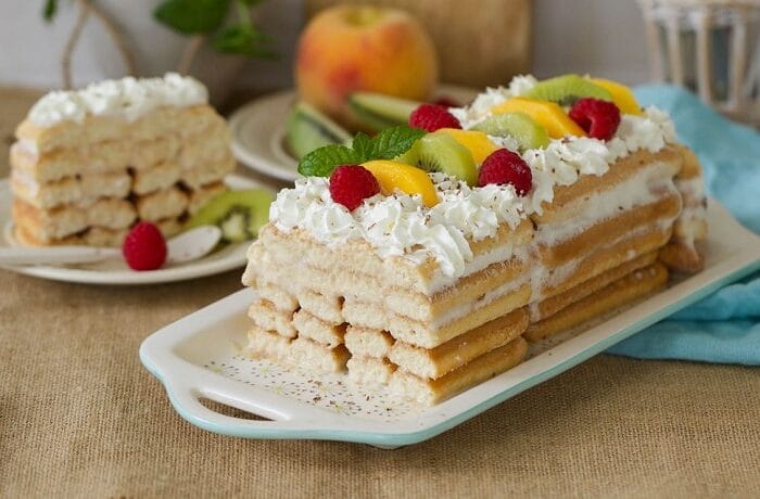 Receta de torta de galletas de champán o bizcochos de soletilla