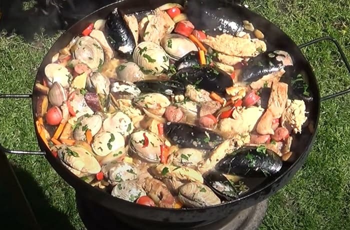 Receta de carnes y mariscos al disco
